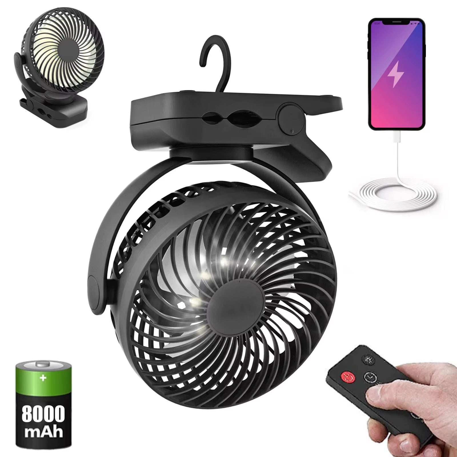 Mini Portable Fan USB Desktop Fan Portable Fan Desktop Office Quiet Cooling Fans 3 Speed Suitable for Tent Home Outdoor Fan