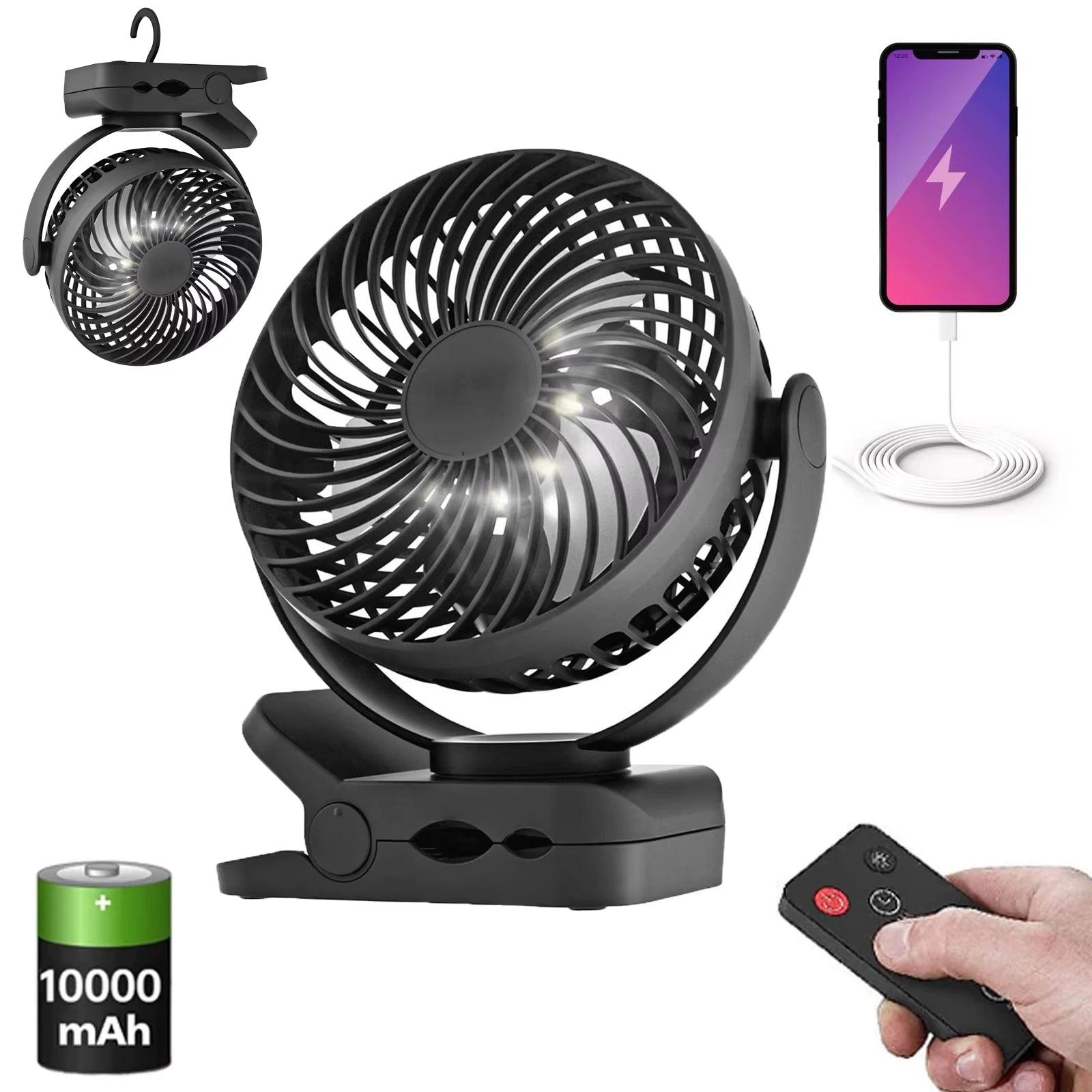 Mini Portable Fan USB Desktop Fan Portable Fan Desktop Office Quiet Cooling Fans 3 Speed Suitable for Tent Home Outdoor Fan